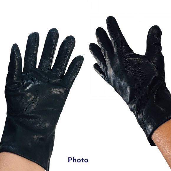 GENUINE Leather Women Black Gloves Size S - Picture 1 of 12